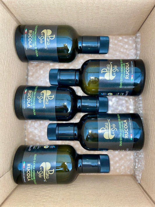 Box 5 Bottiglie Olio Evo Aromatizzato alla Rucola